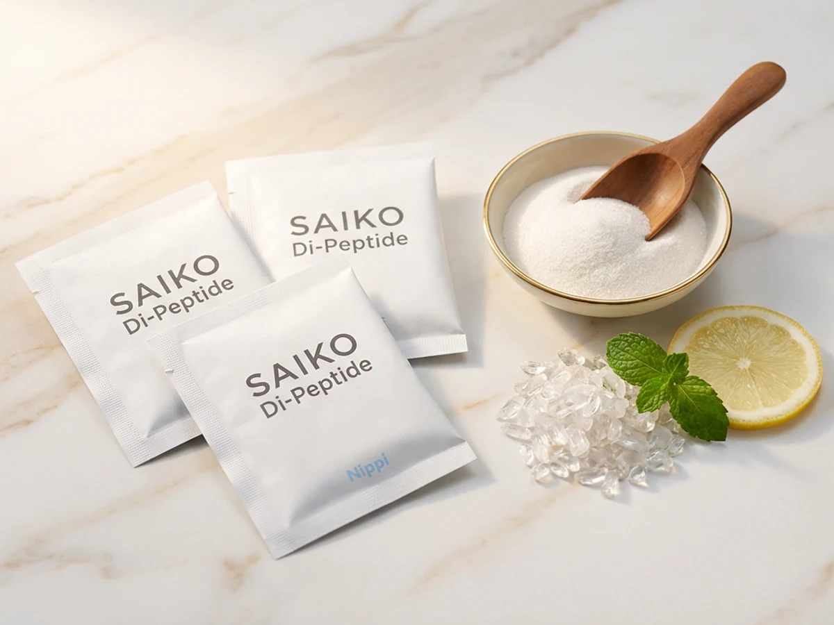 Saiko Di-Peptide Collagen sachet editorial flat-lay